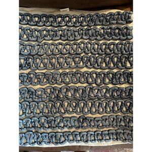 Textured Blue Loop-Detail Decorative Pillow
